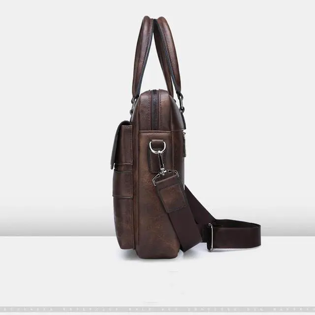 Alt view image 4 of 5 - JINGTIANCD leather Laptop Bag for Men 16 inch Laptop Briefcase Waterproof,Computer Handbags Shoulder Crossbody Bag Business (Brown)