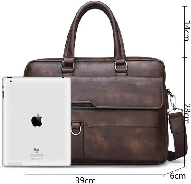 Alt view image 5 of 5 - JINGTIANCD leather Laptop Bag for Men 16 inch Laptop Briefcase Waterproof,Computer Handbags Shoulder Crossbody Bag Business (Brown)