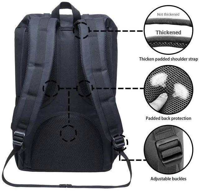 Alt view image 4 of 5 - KAUKKO Laptop Outdoor Backpack Traveling Daypack Hiking Rucksack Large Capacity Bag Fits 15.6"(5-5-Blackgrey-NEW)