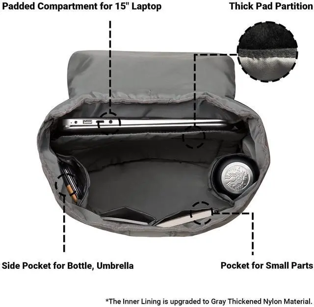 Alt view image 5 of 5 - KAUKKO Laptop Outdoor Backpack Traveling Daypack Hiking Rucksack Large Capacity Bag Fits 15.6"(5-5-Blackgrey-NEW)