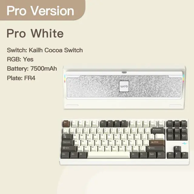 Alt view image 2 of 5 - KEEBMONKEY WOBKEY Crush 80 Reboot CNC Aluminum 5-Second Quick-Release Triple-Mode Connectivity Mechanical Keyboard with Superior Acoustics (Pro White)