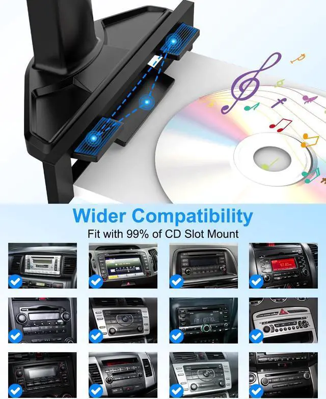Alt view image 2 of 5 - Kolasels Car Tablet Holder CD Slot, [Height Adjustable Arm] Car CD Player Tablet Mount, Universal Car CD Clamp for iPad Pro Air Mini, Galaxy Tabs/Z Fold/Z Flip, iPhone, More 4-12.9" Device