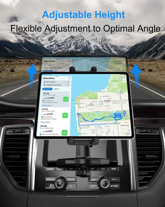 Alt view image 5 of 5 - Kolasels Car Tablet Holder CD Slot, [Height Adjustable Arm] Car CD Player Tablet Mount, Universal Car CD Clamp for iPad Pro Air Mini, Galaxy Tabs/Z Fold/Z Flip, iPhone, More 4-12.9" Device