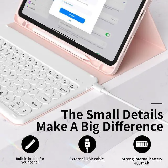 Alt view image 4 of 5 - KVTVOU for iPad Pro 11 Inch 4th/3rd/2nd Generation Keyboard Case (2022/2021/2020) - 7 Colors Backlit Magnetically Detachable Wireless Bluetooth Keyboard & Lightweight Stand Folio Cover, Pink