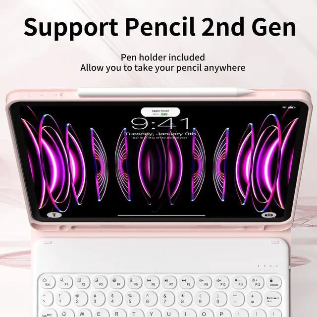 Alt view image 5 of 5 - KVTVOU for iPad Pro 11 Inch 4th/3rd/2nd Generation Keyboard Case (2022/2021/2020) - 7 Colors Backlit Magnetically Detachable Wireless Bluetooth Keyboard & Lightweight Stand Folio Cover, Pink