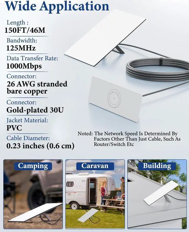 Alt view image 2 of 5 - LuxiSync Starlink Gen 3 Cable, 150FT/46M Starlink V3 Standard Replacement Cable for Starlink Rectangular Satellite Starlink Cable Extension for Starlink Internet Kit Satellite -Waterproof
