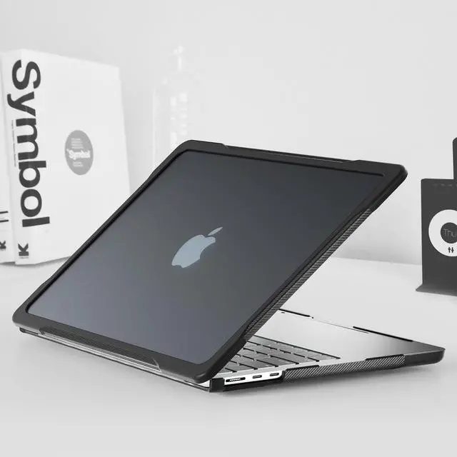 Alt view image 2 of 5 - Mektron 2025/2024/2023 Heavy Duty Case for MacBook Air 15 inch with M4/M3/M2 Chip Model A3241/A2941/A3114,15.3 Shockproof Protective Hard Shell Cover with Keyboard Skin, A-Black-Throught