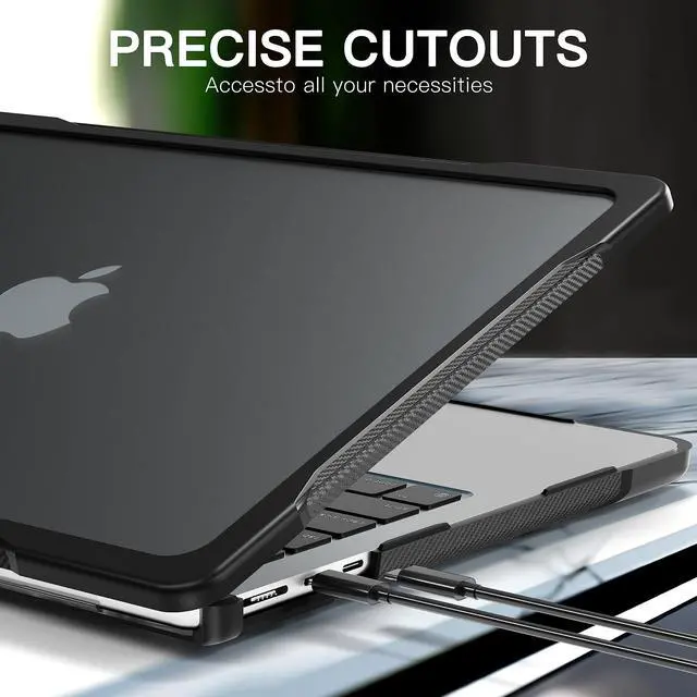 Alt view image 5 of 5 - Mektron 2025/2024/2023 Heavy Duty Case for MacBook Air 15 inch with M4/M3/M2 Chip Model A3241/A2941/A3114,15.3 Shockproof Protective Hard Shell Cover with Keyboard Skin, A-Black-Throught
