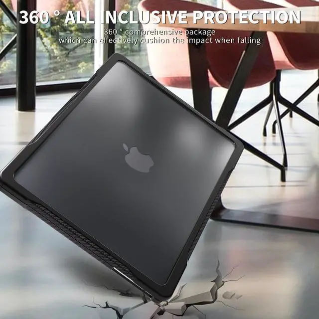 Alt view image 4 of 5 - Mektron 2025/2024/2023 Heavy Duty Case for MacBook Air 15 inch with M4/M3/M2 Chip Model A3241/A2941/A3114,15.3 Shockproof Protective Hard Shell Cover with Keyboard Skin, A-Black-Throught
