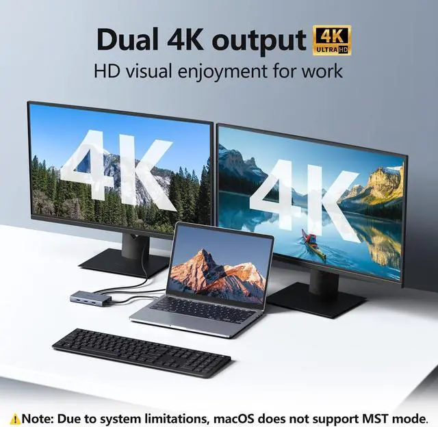 Alt view image 3 of 5 - USB C Docking Station Dual HDMI Monitor Adapter, Melelink USB C Hub 3 Monitors Adapter with 2x HDMI 4K,Displayport,VGA,100W PD Charging,3 USB2.0, 8 in 1 Laptop Docking Station for Dell, HP, Lenovo,etc