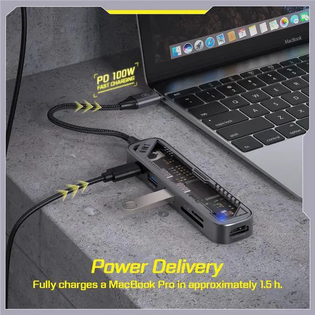 Alt view image 3 of 5 - MicroPack USB C Hub 6 in 1, 100W PD Charging, 4K@60Hz HDMI, 2 USB 3.2 GEN1 5Gbps, TF/SD Card Reader, USB C Multi-Port Adapter Docking Station for MacBook Pro Air iPad Laptop Other Type C Devices