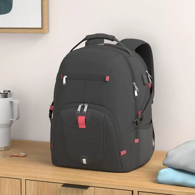 Alt view image 2 of 5 - NUBILY Laptop Backpack 17 Inch Waterproof Extra Large TSA Travel Backpack Anti Theft College Business Mens Backpacks with USB Charging Port 17.3 Gaming Computer Backpack for Women Men Black 45L