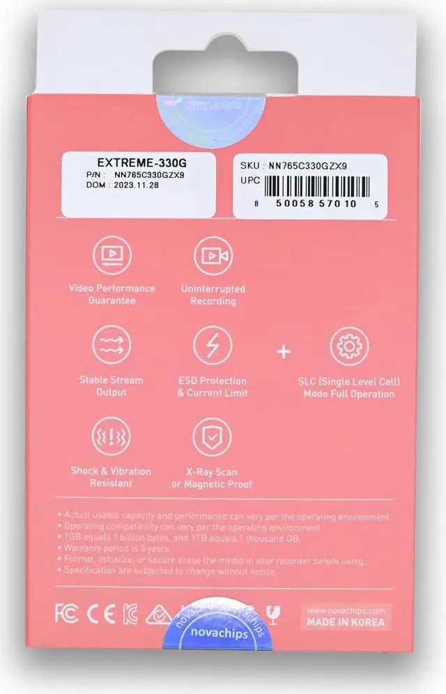 Alt view image 5 of 5 - Novachips 330GB Extreme CFexpress Type B Memory Card - up to 8K RAW - Nikon Z6/Z8/Z9, Canon R3/R5/R5C, BMD Pyxis 6K, Other Cameras (NN765C330GZX9)