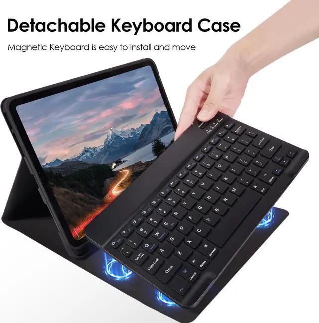 Alt view image 3 of 5 - Nsyee Keyboard Case for iPad Air 11 inch M2 2024/M3 2025/iPad Air 4th/5th 10.9 inch & iPad Pro 11 inch (4th/3rd/2nd/1st), Built-in Pencil Holder, iPad Tablet Cases with Mouse and Bluetooth Keyboard