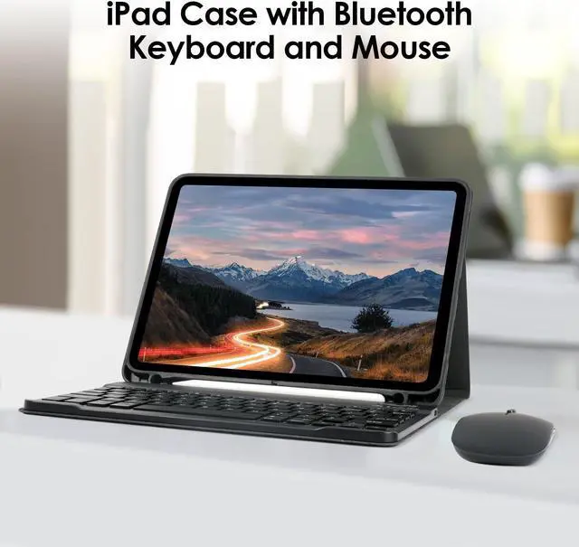 Alt view image 5 of 5 - Nsyee Keyboard Case for iPad Air 11 inch M2 2024/M3 2025/iPad Air 4th/5th 10.9 inch & iPad Pro 11 inch (4th/3rd/2nd/1st), Built-in Pencil Holder, iPad Tablet Cases with Mouse and Bluetooth Keyboard