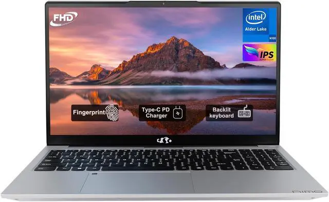 Main image of NIMO 15.6'' FHD IPS Student Business Laptop Computer, 8GB RAM 128GB SSD, Intel Pentium Quad-Core N100(Beat to i3 1115G4, Up to 3.4GHz), 2 Years Warranty, Fingerprint, Backlit Keyboard, Wi-Fi 6