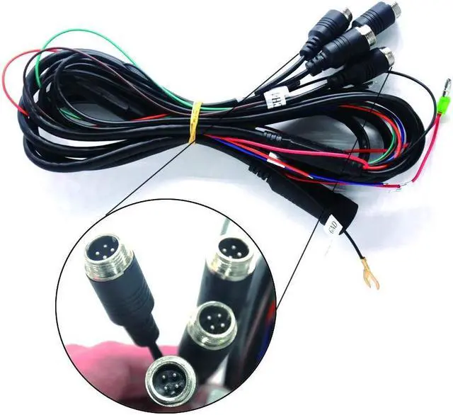 Alt view image 5 of 5 - Padarsey 9" TFT LCD Car Rearview Quad Split Monitor,Remote Control, 4 Channels 4-PIN Connector Video Inputs Shockproof - 12V-24V 800480HD Screen w/Sunshade Anti-Glare