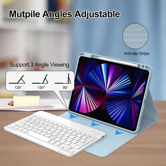 Alt view image 3 of 5 - OYOSUOGG Keyboard Case for iPad Air 11-inch M2/ Air 5th/ 4th Generation, Detachable Bluetooth Keyboard with Pencil Holder 10.9 inch, Folio Smart Case for iPad Air 11 2024 / Pro 11 4th/3rd/2nd/1st Gen