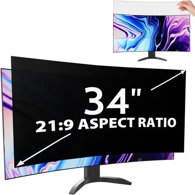 Main image of Peslv Computer Privacy Screen 34 Inch for 21:9 Curved Monitor, Removable 34inch Anti Blue Light Anti Glare Monitor Privacy Filter Shield