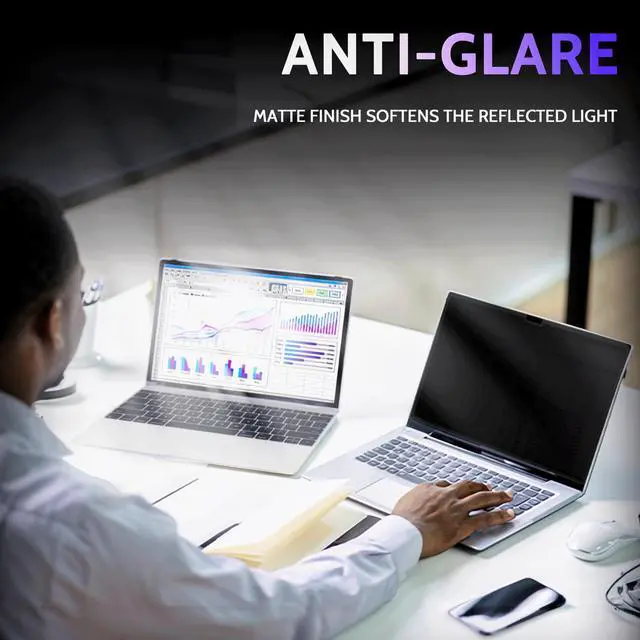 Alt view image 5 of 5 - Peslv Privacy Screen for 15 Inch Surface Laptop 7, MagicSuction Removable Anti Spy Black Protector, Glare Blue Light Filter for Microsoft Laptop Computer Monitor