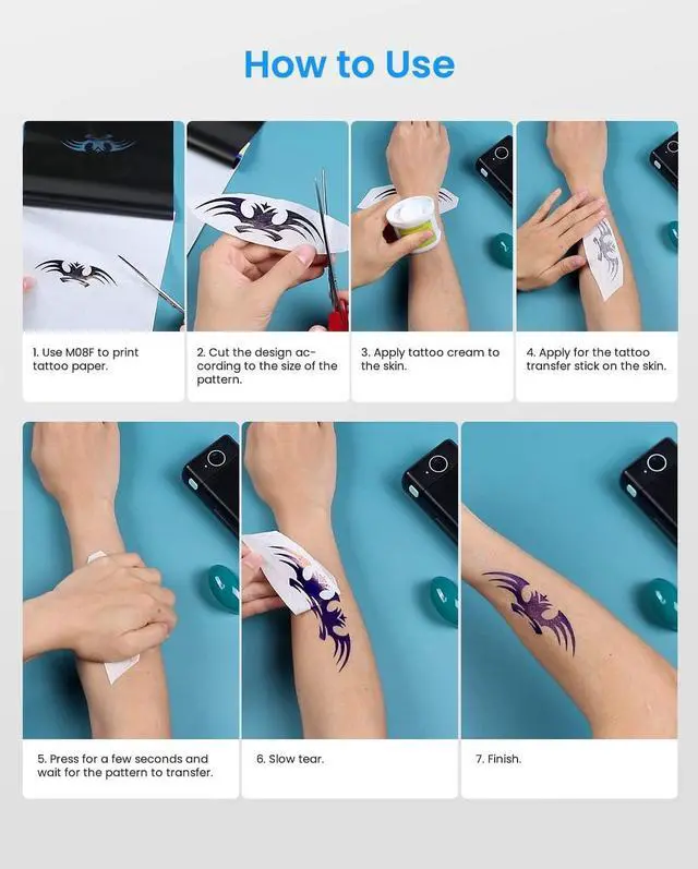 Alt view image 5 of 5 - Phomemmo Wireless Tattoo Stenicl Printer with 1 Black Case & 50 Sheets A4 Size Tattoo Transfer Paper