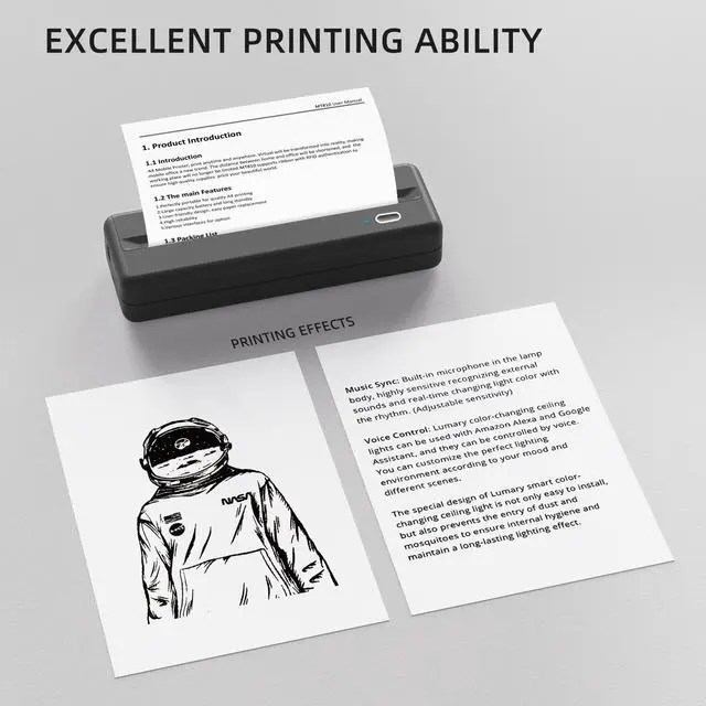 Alt view image 4 of 5 - POOOLITECH Inkless Wireless Printer for Home Offices & Travel, Supports 8" & 4" Thermal Paper Roll, Perfect for iOS Android & Laptops, Compact Printer for Bussiness Trips, No Ink Needed