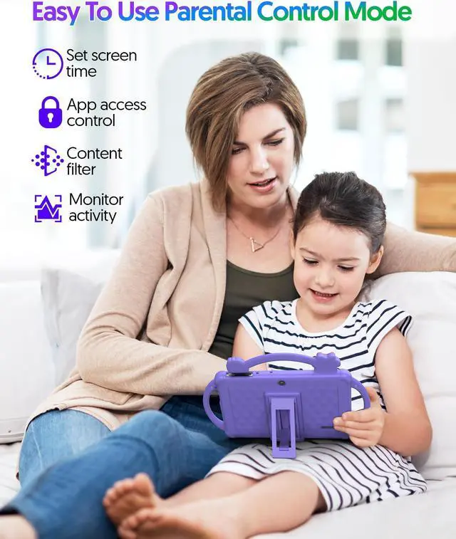 Alt view image 4 of 5 - PUTECCH Kids Tablet 7 inch Android 13 Tablet for Kids 32GB ROM 4GB RAM 1TB Expanded, Quad-Core Toddler Tablet with Shockproof Case, Bluetooth, WiFi, Parental Control, Dual Camera, GPS, Games (Blue)