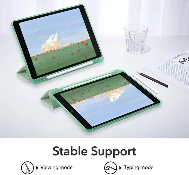 Alt view image 3 of 5 - JOYLAND Cute Frog Case for iPad Air 11 Inch M3 2025/M2 2024, Leather Foldable Stand Green TPU Back Cover with Pencil Holder Shockproof Protective Case Auto Wake/Sleep