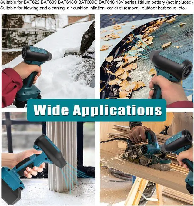 Alt view image 3 of 5 - Handheld Mini Dry Mini Blower, 130000RPM Powerful 4 Speed Cordless Compressed Air Duster for BAT622 BAT609 BAT618G BAT609G BAT618 18V Battery,Blue