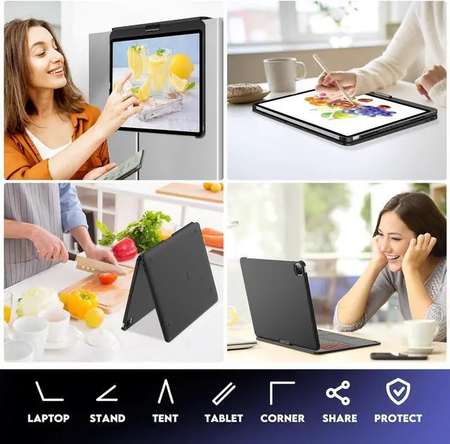 Alt view image 5 of 5 - iPad Pro 13 Inch Case with Keyboard, Magic Keyboard for iPad Pro 13 Case M4 2024, Touch Keyboard Case for iPad 13 Pro with 7 Color Backlit, 360 Rotatable Tablet Pro 13'' Case with Keyboard, Black