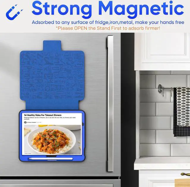 Alt view image 3 of 5 - SEYMAC stock Case for iPad Air 11 inch (M2) 2024/ Air 6th Generation, Auto Sleep/Wake Case with Magnetic Multi-Angles Stand, Card Slot, Blue