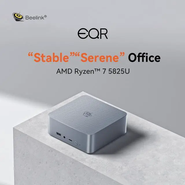 Alt view image 2 of 5 - Beelink Mini PC, AMD Ryzen 7 5825U(6nm, 8C/16T) up to 4.5GHz, Mini Computer 16GB DDR4 RAM 500GB PCIe3.0x4 SSD, Micro PC 4K@60Hz Dual HDMI Display/WiFi6/BT5.2/Office/Home/HTPC/W-11 Pro