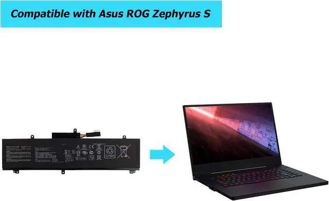 Alt view image 4 of 4 - Vvsialeek [New] C41N1837 76Wh Laptop Replacement Battery for ASUS ROG Zephyrus S GA502DU GA502GU GU502DU GU502GU GU502GV GU532GU GU532GV GX502GV GX502GW GX532GV GX532GW Series Notebook 4940mAh.