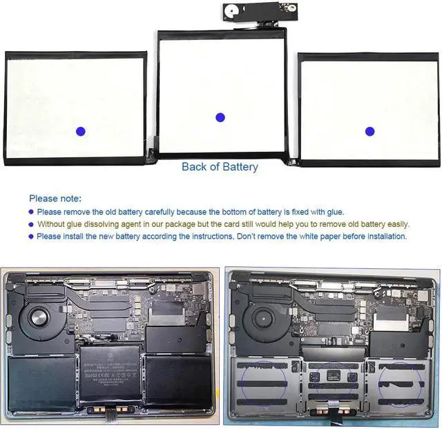 Alt view image 5 of 5 - MacBook Pro A1708 Battery A1713 for MacBook Pro 13 Inch A1708 Late 2016 Mid 2017 (EMC 2978 3164), A2171 Laptop Replacement Battery for MacBook Pro 13 Inch A2159 (2019) A2289 (2020) A2338 (2020)