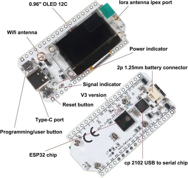 Alt view image 3 of 5 - 2Pcs ESP32 LoRa V3 LoRa32 OLED Development Board 0.96inch OLED Display CP2102 915MHz Antenna Transceiver for Lora Board Compatible with Arduino ESP8266 NodeMCU IOT Smart Home