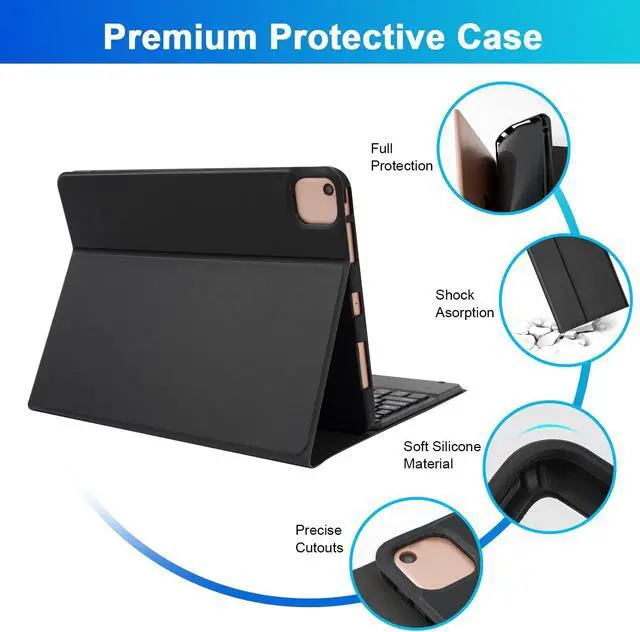 Alt view image 5 of 5 - SOPPY Keyboard Case with Touchpad for iPad Air 11-inch (M3 2025 / M2 2024) & Air 5th/4th Gen & iPad Pro 11 inch (1st/2nd/3rd/4th Gen), Detachable Bluetooth Keyboard Cover, Rechargeable, Black