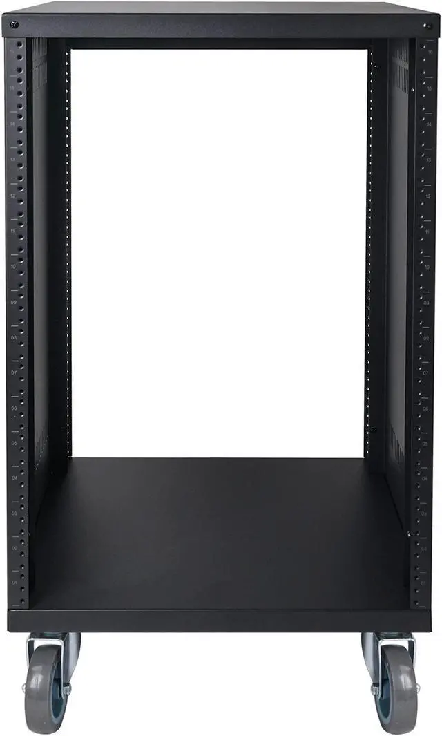 Alt view image 4 of 5 - Sound Town 16U Universal Steel Rack, w/ 3" Locking Casters, Vented Side Panels for Audio Video, Server and Network Equipment (STRK-M16U)