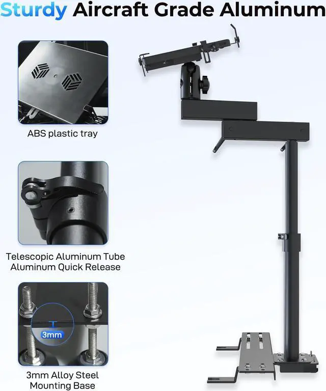 Alt view image 5 of 5 - SPIRRELAB Car Laptop Mount for Vehicle, Trucks, Vans, Adjustable Aluminum No-Drill Laptop Car Holder