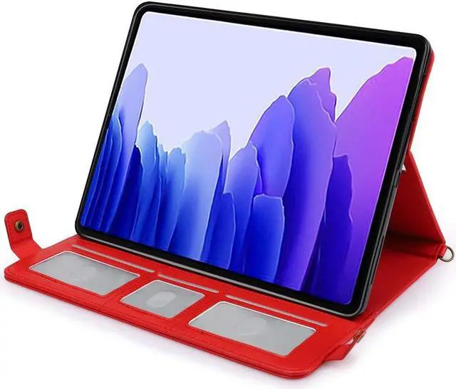 Alt view image 3 of 5 - Case for Samsung Galaxy Tab S10 Ultra/S9 Ultra/S8 Ultra 14.6-inch, Techcircle Folio Stand PU Leather Cover with Hand Strap, Crossbody Case w/Pen Holder Card Slots Envelope Pocket Wallet Case, Red