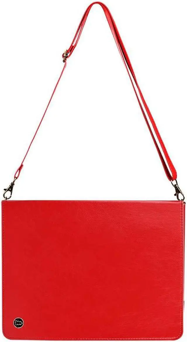 Alt view image 4 of 5 - Case for Samsung Galaxy Tab S10 Ultra/S9 Ultra/S8 Ultra 14.6-inch, Techcircle Folio Stand PU Leather Cover with Hand Strap, Crossbody Case w/Pen Holder Card Slots Envelope Pocket Wallet Case, Red