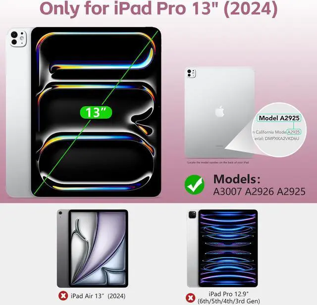 Alt view image 2 of 5 - TQQ Keyboard Case for iPad Pro 13-inch (M4) 2024 - Magnetic Wireless Detachable Keyboard, Stand Folio Cover with Pencil Holder, Thin & Light Compatible with iPad Pro 13 (Pink)