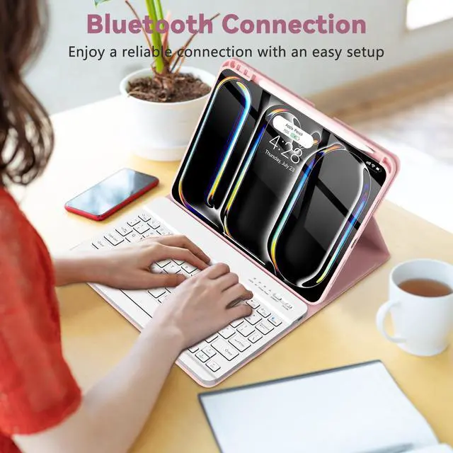 Alt view image 5 of 5 - TQQ Keyboard Case for iPad Pro 13-inch (M4) 2024 - Magnetic Wireless Detachable Keyboard, Stand Folio Cover with Pencil Holder, Thin & Light Compatible with iPad Pro 13 (Pink)