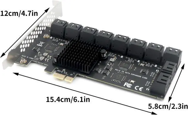 Alt view image 3 of 5 - PCIe x1 to 20-Port SATA III Expansion Card | 6Gbps HDD/SSD Controller with 19in Bundle Cables | Plug & Play Multi-Drive Desktop Storage