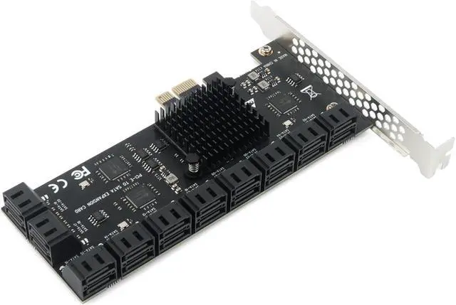Alt view image 4 of 5 - PCIe x1 to 20-Port SATA III Expansion Card | 6Gbps HDD/SSD Controller with 19in Bundle Cables | Plug & Play Multi-Drive Desktop Storage