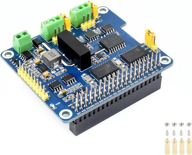 Main image of 2-Channel Isolated CAN Bus Expansion HAT+ for Raspberry Pi 5/4B/3B/2B/Pi Zero W/WH/2W/ Jetson Nano,MCP2515 +SN65HVD230 CAN Transceiver Dual Chips, Stackable Design for Expanding Multiple CAN Channels