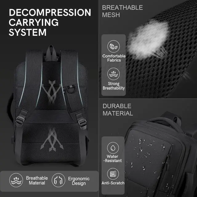 Alt view image 4 of 5 - VGOAL Travel Laptop Backpack, Laptop Bookbag College Backpack Durable Water Proof with USB Charging Port for Men Women (KT0107W-G)