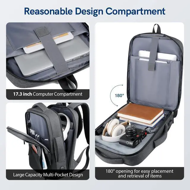 Alt view image 5 of 5 - VGOAL Travel Laptop Backpack, Laptop Bookbag College Backpack Durable Water Proof with USB Charging Port for Men Women (KT0107W-G)