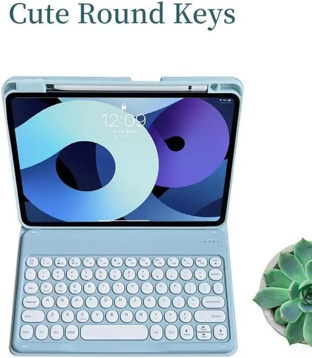 Alt view image 5 of 5 - kaitesi Keyboard Case for iPad Pro 11 inch M4 Keyboard Case with Mouse Cute Round Keys Detachable Bluetooth Keyboard Slim Smart Cover Supports Pencil Charging,Misty Blue