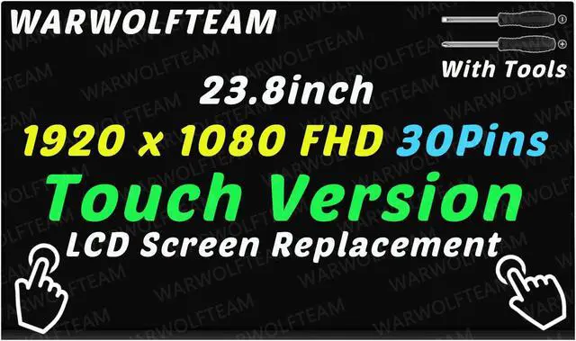 Main image of WARWOLFTEAM Screen Replacement for Lenovo ideacentre A540-24ICB All in One F0EL F0EL008TCF 23.8in 1920 x 1080 FHD 60Hz 30Pins LCD LED Touch Screen Display Panel SBB0T12760(in-Cell Touch)