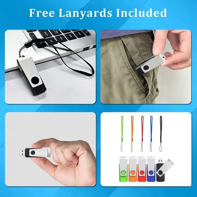 Alt view image 5 of 5 - 4GB Flash Drive 20 Pack, Wooolken USB 2.0 Memory Stick with Lanyards Swivel USB Stick for Data Storage and Backup (Mixed Colors)